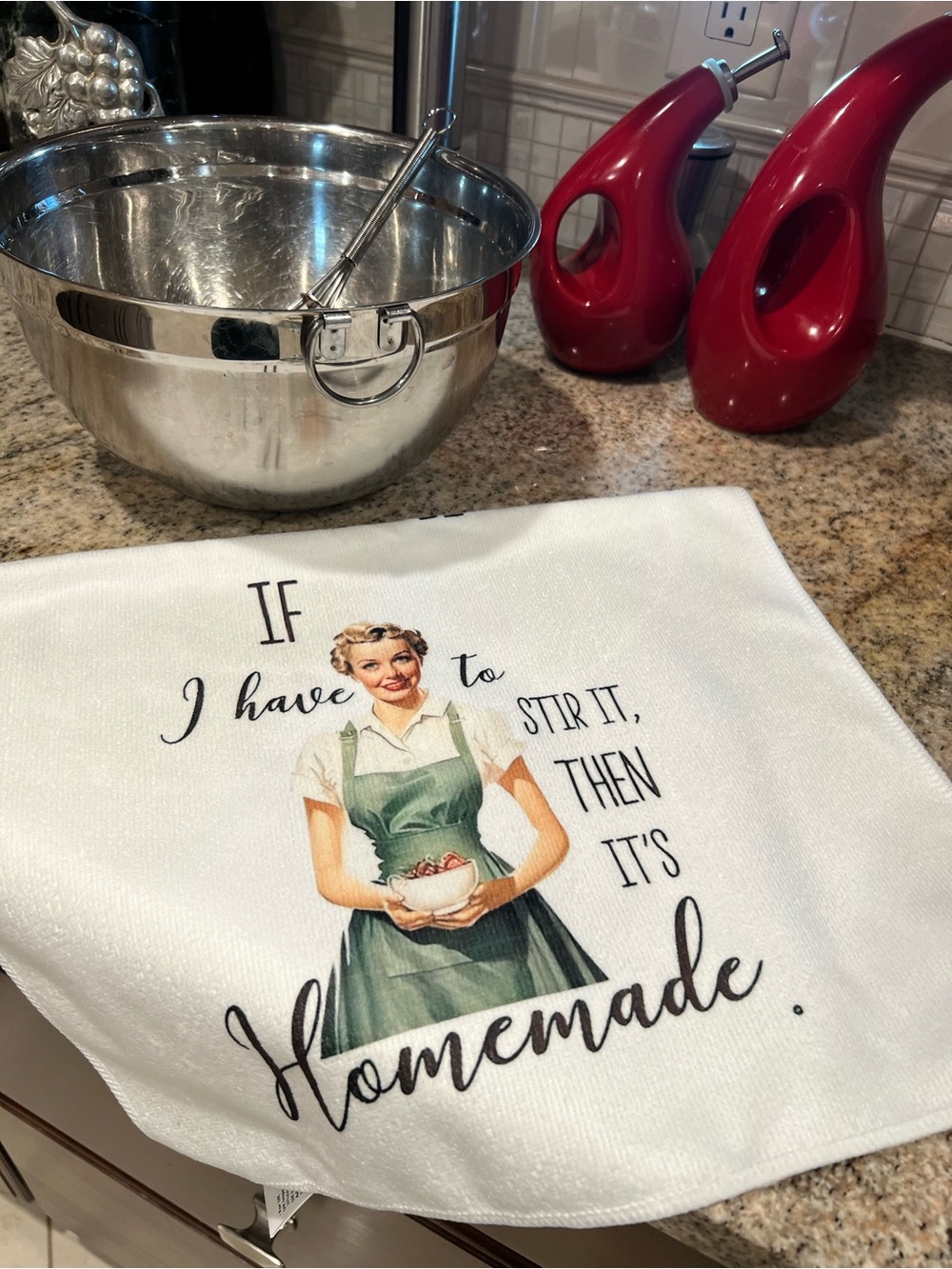 Homemade Retro Print White Microfibre Kitchen Towel